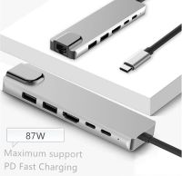 6 In 1 USB HUB C HUB to Multi USB 3.0 Adapter Ethernet Rj45 Lan HDMI-compatible for MacBook Pro Type C 3.0 Splitter USB Hubs