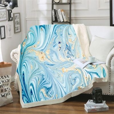 （in stock）Marble Flannel blanket, agate whirlpool blanket, blue gold luxury blanket, comfortable lightweight blanket, suitable for bedroom sofa, super soft（Can send pictures for customization）