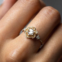 ผู้หญิงแหวนดอกไม้สามมิติ Cubic Z Irconia เครื่องประดับดอกไม้ Ins สไตล์แหวนนิ้วสำหรับงานแต่งงานที่จัดเลี้ยงที่เรียบง่ายเก๋แหวน