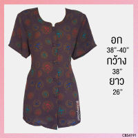 USED - Purple Graphic Blouse | เสื้อแขนสั้นสีม่วง สีแดง ลายดอก ลายกราฟฟิก ทำงาน ทรงใหญ่ วินเทจ สาวอวบ มือสอง