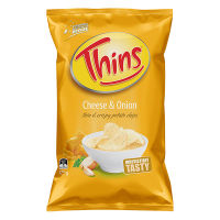 Thins Cheese and Onion Thin &amp; Crispy Potato Chips 175g ทินส์มันฝรั่งแผ่นทอดกรอบรสชีสและหัวหอม ขนาด 175 กรัม (9461)