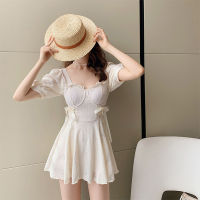 Womens Swimsuit 2022 New Swimsuit Korean Fashion White Sweet Slim Skirt Summer Beach Bathing Suit Plus Size Swimwear