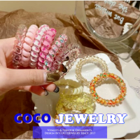 COCOJEWELRY Spring and Summer Vigor Girl Sweet 6 Bags of Telephone Wires Hair Ring Meatball Head Tied Ponytail Printed Fashion Hair Rope Ins