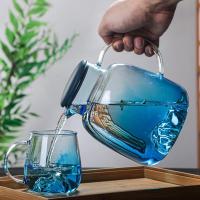 Creative Blue mountain Glass Water Pot kettle Large Capacity Explosion Proof Water Bottle Coffee Mug Tea Cup for Home Office