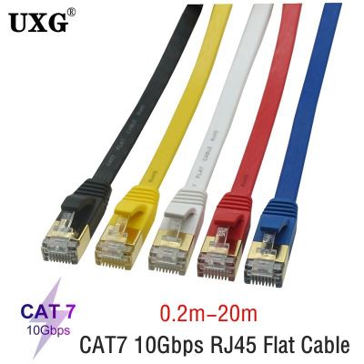 Cat7 RJ45แบนอีเธอร์เน็ตความเร็วสูง Cat7สาย Lan RJ45เครือข่ายอีเธอร์เน็ต8P8C สายสั้น0.2เมตร0.5เมตร1เมตร3M 5เมตรสำหรับแล็ปท็อปพีซีเราเตอร์