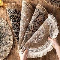 【LZ】₪♞™  Round Embroidery Table Placemat Woven Cotton Placemat Coffee Cup Mats Tableware Coaster Kitchen Decoration