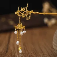 Ancient Tassel Hairpin Chinese Classic Hair Stick Chopstick Handmade Lotus Hair Clasp Tiaras Vintagr Wedding Hair Accessoreis Haberdashery