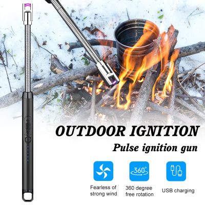 ZZOOI Outdoor Kitchen Lighter Flameless Candle Electronic Pulse Plasma Lighter Electric Arc Lighter for Metal Windproof Power Display
