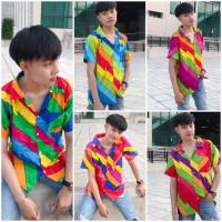 เสื้อเชิ้ตลายสายฟ้าแขนสั้น สีสดหลากสี