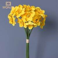 【cw】 6Pcs/bunchYellow ArtificialHomeNarcissusBouquetFloralWedding Bridal Fake Flowers