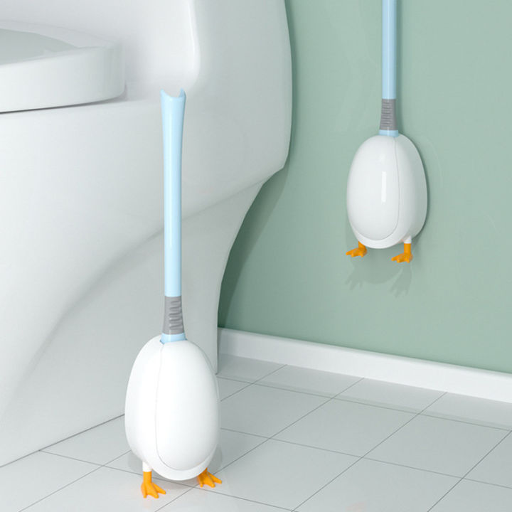 bathroom-toilet-brush-creative-duck-shape-with-base-silicone-soft-bristles-with-holder-cleaning-tools-household-merchandises