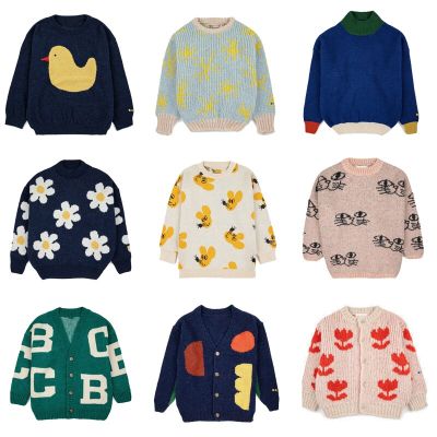 2023 BC Brand Kids Sweaters Boys Girls Cute Print Knit Cardigan Baby Child New Winter Autumn Cotton Fashion Outwear Clothes