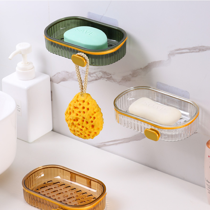 Soap Dish Holder Wall Mounted Bathroom Shower Soap Holder Saver Box Storage  Organizer Rack