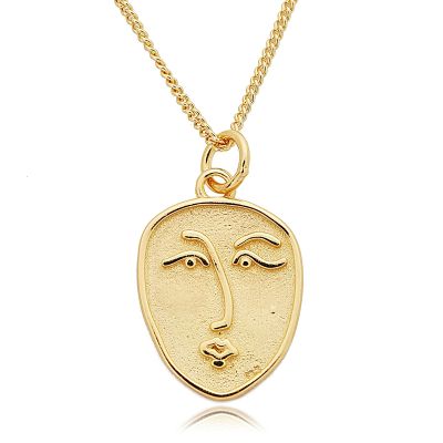 Abstract face 925 sterling silver pendants necklace portrait gold color wild face necklace for women jewelry for charms 2018