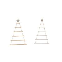 2 Pcs DIY Wooden Christmas Tree Wooden Wall Hanging Christmas Tree New Year Decoration, Wood Color &amp; White