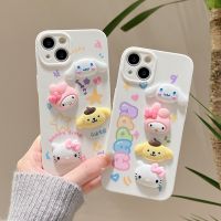 เคสโทรศัพท์นิ่มลายการ์ตูน3D Hello Kitty My Melody Cinnamoroll Pompurin เคสโทรศัพท์มือถือสำหรับ iPhone 14 Pro Max 13 Pro Max Max ฝาหลังโทรศัพท์แบบนิ่มสำหรับ iPhone 12 Pro Max 11