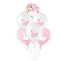 10pcs White Pink Black Swan Printing Latex Balloon Birthday Party Wedding Decorations Baby Shower Girl Theme Party Ball Supplies