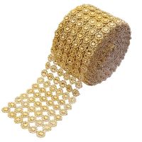 10 Yards Diamond Ribbon Wrap Faux Rhinestone Crystal Ribbon Flower Shape Mesh Wrap Roll for Event Party Decoration