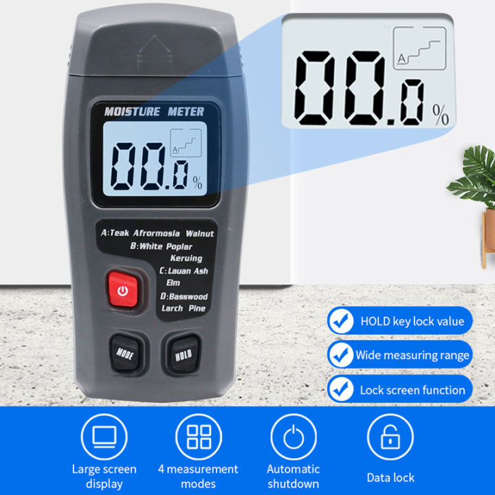 เครื่องตรวจจับความชื้นดิจิทัลเครื่องวัดความชื้นไม้9v-พร้อมตัวบ่งชี้เครื่องตรวจจับความชื้นดิจิทัลแม่นยำเครื่องวัดความชื้นนำมาใช้ใหม่ได้เครื่องวัดความชื้นไม้ที่แม่นยำ