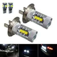 2ชิ้นไฟตัดหมอก H7ไฟ T10ป้ายทะเบียนรถอเนกประสงค์12V-24V DC 80W 6000K แสงสีขาว