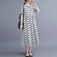 2022 New Arrival Print Floral Holiday Outdoor Travel Casaul Summer Dress Plus Size Loose Office Lady Work Dress Women Midi Dress