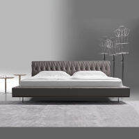 HOMIE LIFE เตียงนอน 5 ฟุต  bedroom Designer retro ฐานเตียง leather bed H78