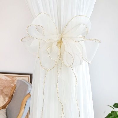 【LZ】❡▤✵  Bela Bow Lace Curtain Tieback Holder Hook Buckle Clip Bonito e Moda poliéster decorativa Acessórios para casa 2pcs