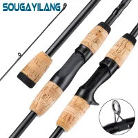 Sougayilang Fishing Rods 1.8m 2 Sections M Power Carbon Body Rod Spinning / Casting Fishing Rod Comfortable Cork Wood Handle Fishing Rod for Bass