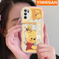 JIUMOO เคสสำหรับ A16 OPPO A16s A54s,เคสกระแสแฟชั่นเหลืองลายหมีน่ารักดีไซน์ด้านข้างใหม่เคสฝาปิดเลนส์เคสนิ่มใส่โทรศัพท์สีกล้องบางป้องกันเคสบาง