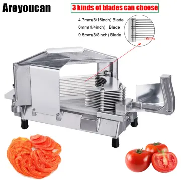 VEVOR 3/16 in. Heavy Duty Tomato Slicer Commercial Vegetable Slicer Tomato Cutter with Built-in Cutting Board for Home Use