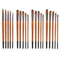 5Pcs/lot Orange Red Rod Brush Set Nylon Hair Watercolor Brushes Oil Brushes Atr Supplies