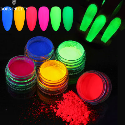 BORN PRETTY 6Box Neon Phosphor Powder Nail Glitter Powder Dust Luminous Pigment Fluorescent Powder Nail Glitters Glow In The Dark