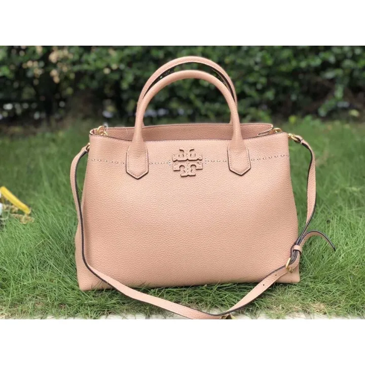 .Y . McGraw Triple Compartment Pebbled Leather Top Handle Bag  - Light Pink Women's Satchel Bag with Detachable Sling | Lazada PH