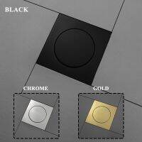 10x10CM Press Foot-operated Floor Drain Brass Bathtub Drain Deodorant Anti-Clog Filter Black Shower Square Bathroom Cover Plug