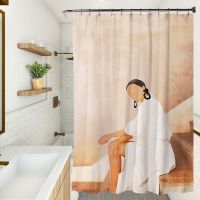 Waterproof Shower Curtain Nordic Modern Printing Quick-drying Bathroom Partition Curtain