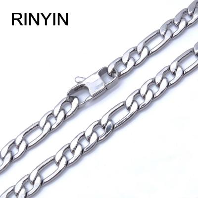 【CW】6/8 mm Customize Length Mens High Quality Stainless Steel Necklace Figaro Chain Fashion Jewerly Hot Sale Factory Offer