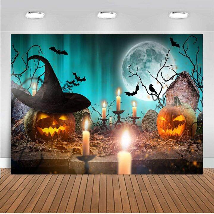 5x3ft Halloween Photography Background Horror Moon Night Scary Cemetery ...