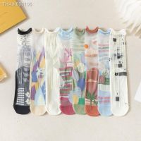 ❀▧ 2023 New Fashion Woman Socks Summer Ultra-thin Transparent Crystal Silk Socks Harajuku Floral Retro Japanese Kawaii Cute Socks