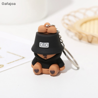 Oafajoa 1pcs การ์ตูนใหม่น่ารักแครอทกระต่ายแฟชั่นพวงกุญแจเย็นสองกระเป๋าจี้รถพวงกุญแจแหวนอุปกรณ์เสริม