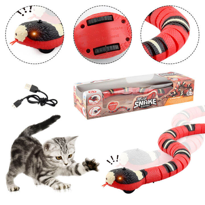 Smart Sensing Snake Cat Toys Eletronic Interactive Toys for Cats USB  Charging Cat Accessories for Pet Dogs Game Play Toy