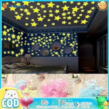 Glow Dark Stars Stickers  Fluorescent Stickers Glow Star - 100pcs 3d  Stickers Kids - Aliexpress