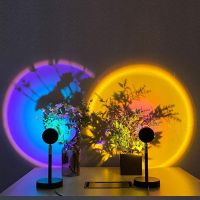 1x USB Sunset Lamp LED Rainbow Neon Night Light Projector Photography Wall Atmosphere Lighting for Bedroom Home Room Decor Gift