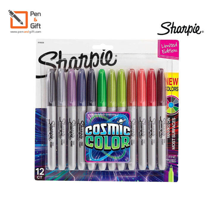 set-of-12-pcs-sharpie-cosmic-fine-point-1-0-mm-permanent-markers-แพ็ค-12-ด้าม-sharpie-cosmic-ชาร์ปี้-คอสมิก-หัว-1-0-มม-ปากกามาร์คเกอร์ชนิดเขียนติดถาวร-กันน้ำ-penandgift