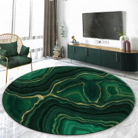 Nordic Dark Green Marble Round Car For Living Room Modern Flannel Sponge Mat For Bedroom Coffee Table Rug Home Decoration