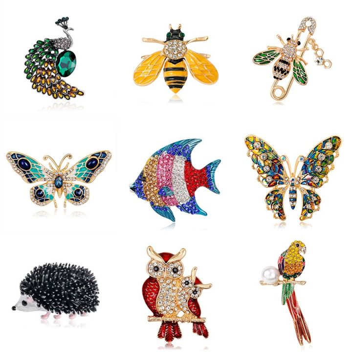 Fashion Enamel Animal Brooches For Women Crystal Brooch Pins Party ...