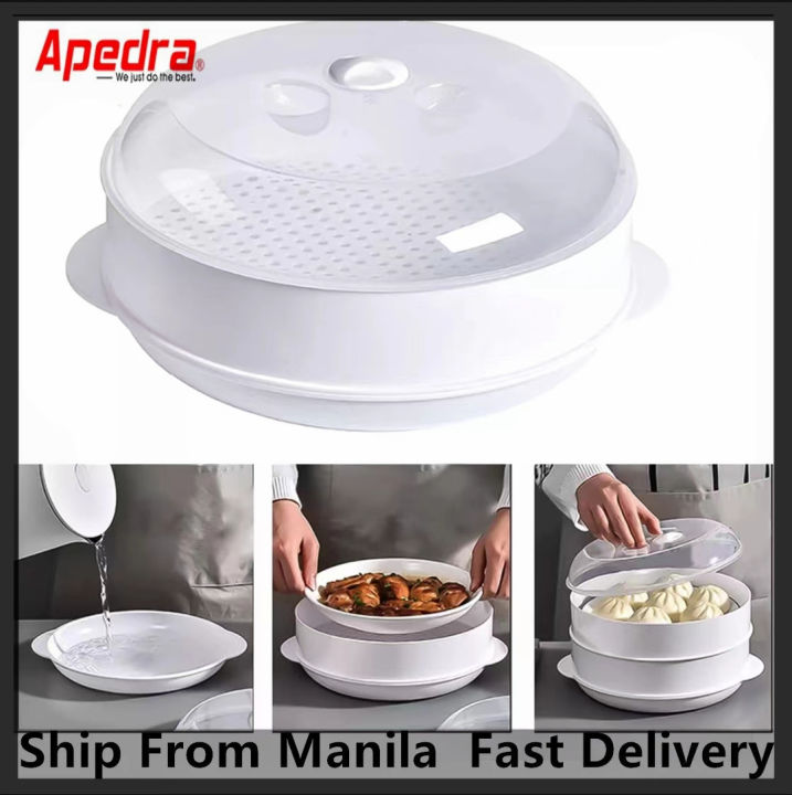 Microwave Steamer Vegetable Rice Oven Plastic Heat-resistant Single-layer  With Lid For Kitchen Cooking, Microwave Steamer(a-1)