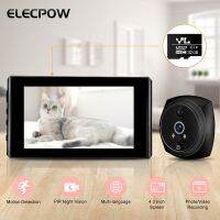 Elecpow กล้องประตูประตูออดสมาร์ทโฮม4.3นิ้ว140 ° HD อินฟราเรดเคลื่อนไหวมองเห็นกลางคืนกระดิ่งประตูหน้าจอตรวจสอบ