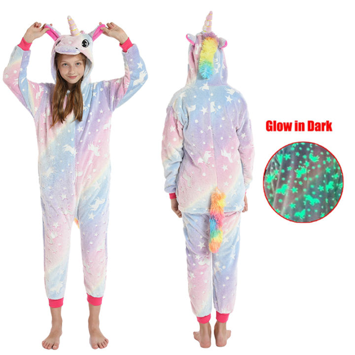 ฤดูหนาว-jumpsuit-เด็ก-kigurumi-อะนิเมะ-overalls-สำหรับเด็ก-unicorn-ชุดนอน-warm-plush-glow-in-the-dark-ชุดนอนชายหญิง-onesies