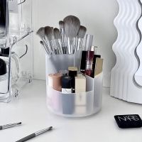 360° Rotatable Makeup Brush Storage Box Brush Storage Bucket Ins Eyebrow Pencil Lipstick Storage Box Transparent Large-capacity