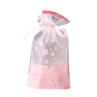 50/100pcs Plastic Gift Bags Candy Packaging Bag with Ribbon Handles DIY Cake Snack Wrapping Bags Christmas Wedding Party Decor Gift Wrapping  Bags